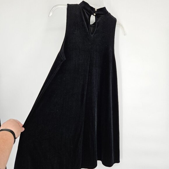 One Clothing Long Maxi A-Line Dress Medium Black Velvet Sleeveless Keyhole Back - Picture 5 of 11